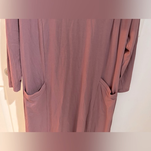 J. Jill Wearever Collection Mauve Cowlneck 3/4 Sleeve Midi Dress w/ Pockets Sz M - Picture 3 of 5